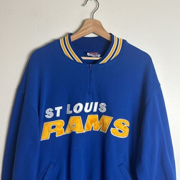 90s NFL St. Louis Rams Sweatshirt Embroidery Logo Blue Color Men’s large - Picture 2 of 10